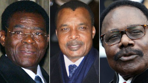 From left: Teodor Obiang, the President of Equatorial Guinea; Denis Sassou-Nguesso, the President of Congo-Brazzaville.