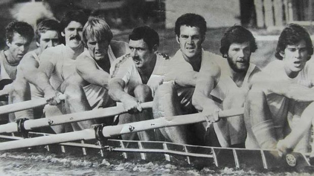 Many interests: Bill Dankbaar (fifth from left) was a rower.