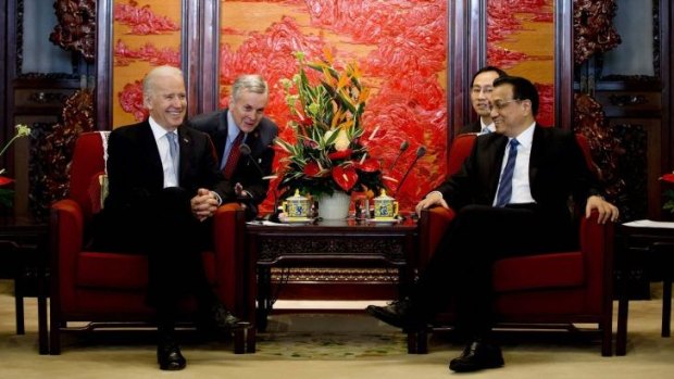Difference of opinion: Chinese Premier Li Keqiang with US Vice-President Joe Biden in Beijing this week.