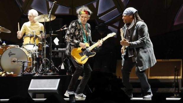 On stage: Keith Richards of the Rolling Stones performs in Melbourne last week.