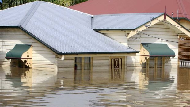 Flooding in the Queensland suburb of Rosalie.
