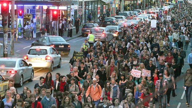 Thousands march to Reclaim the Night in Melbourne.