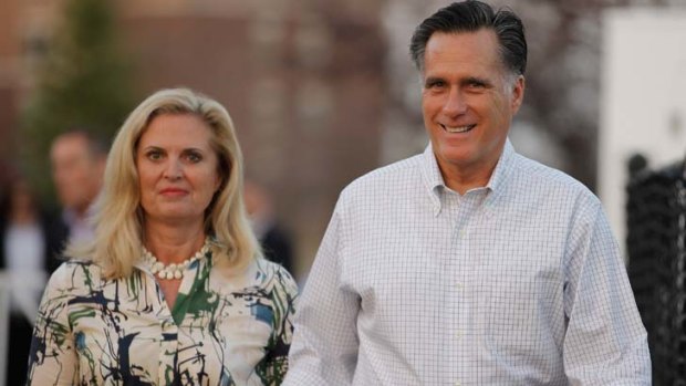 Motherly duties ... Mitt Romney with his wife, Ann.