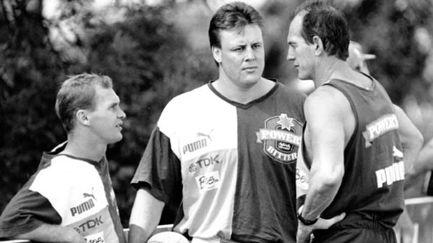 Winners in 1992 ... Bennett with Broncos Allan Langer and Glenn Lazarus.