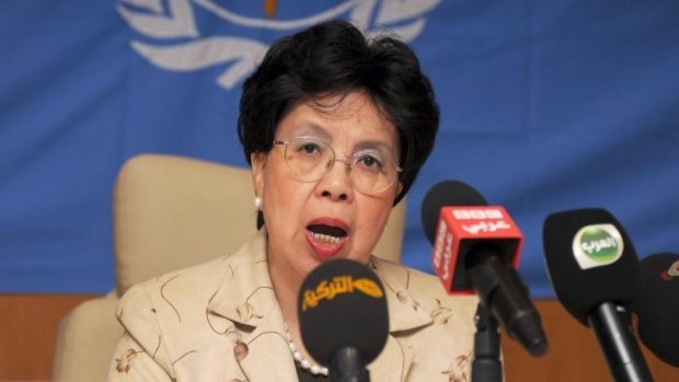 Margaret Chan, Director General of the World Health Organisation (WHO), addresses the media in Tunisia. 