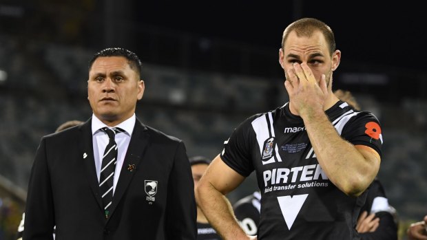 Gracious loser: Simon Mannering with coach David Kidwell.