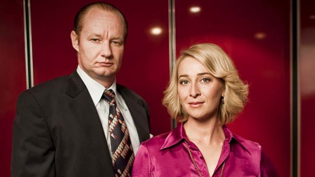 Kerry Packer (Rob Carlton) and Ita Buttrose (Asher Keddie) in Paper Giants: The Birth of Cleo.