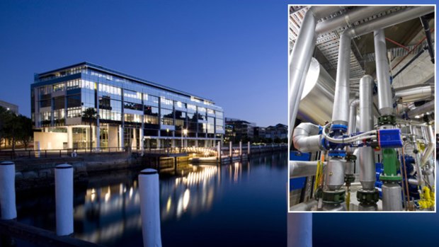 Google's new Australian headquarters. Inset: the built-in sewerage processing plant.