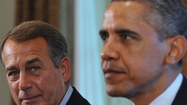 Nutting it out ...  the Republican Speaker of the House,  John Boehner meets Barack Obama at the White house to negotiate a deal on cutting the US deficit.