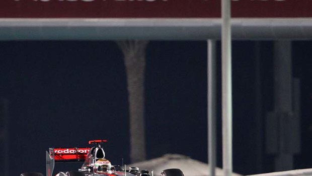 Lewis Hamilton on his way to victory at the Yas Marina circuit in Abu Dhabi.