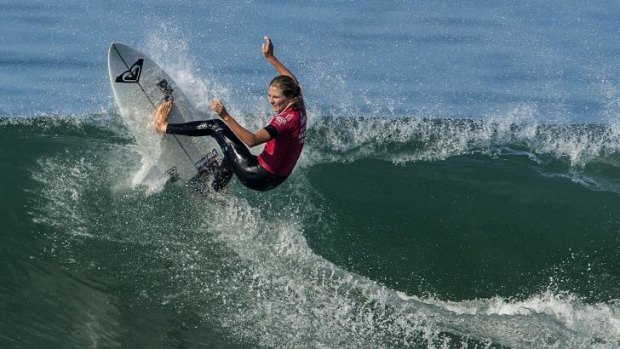 Beating the best: Stephanie Gilmore in action at the Trestles last week.
