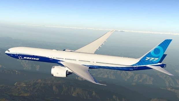 The Boeing 777X-9 will have a folding wing-tip (artist's impression).