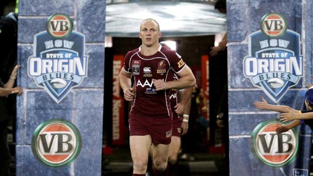 Gearing up for his last run out of the Origin tunnel ... Darren Lockyer.