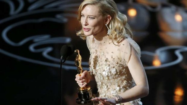 Cate Blanchett wins best actress for her work in <i>Blue Jasmine</i> at the 86th Academy Awards.