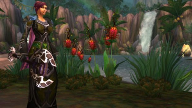 A female caster in Sholazar Basin in Blizzard's game World of Warcraft