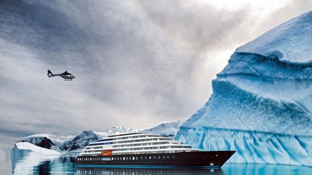 Artist's impression of Scenic Eclipse in Antarctica. The ultra-luxury, 228-passenger ocean ship is due to launch in August 2018.