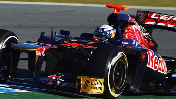 Daniel Ricciardo on the track during day two of Formula One winter testing at the Circuito de Jerez.