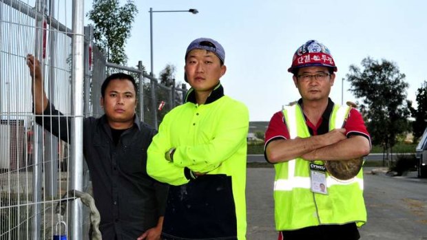UNHAPPY: John Phillips, former KP Pro contracts manager, KP Pro supervisor Justin Jo and CFMEU representative Chikmann Koh allege workers are being exploited.