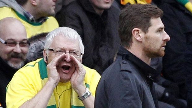 Taunted ... a Norwich City fan shouts abuse at Andre Villas-Boas last month.