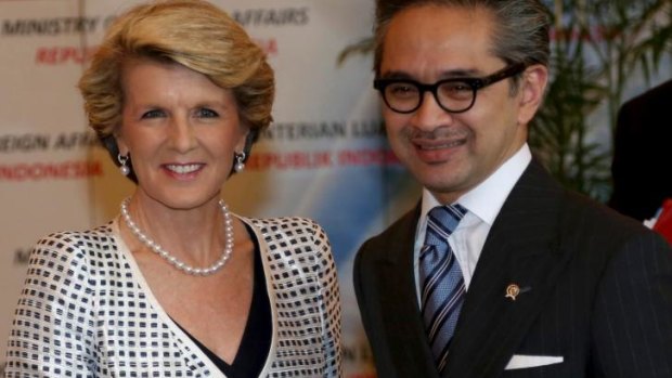 Foreign Affairs Minister Julie Bishop with her Indonesian counterpart Marty Natalegawa.