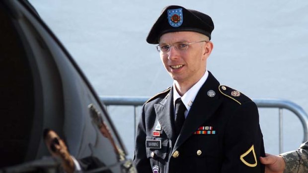 No plea ... Private Bradley Manning, accused of leaking hundreds of thousands of military logs to WikiLeaks, at the first day of a three-day hearing.
