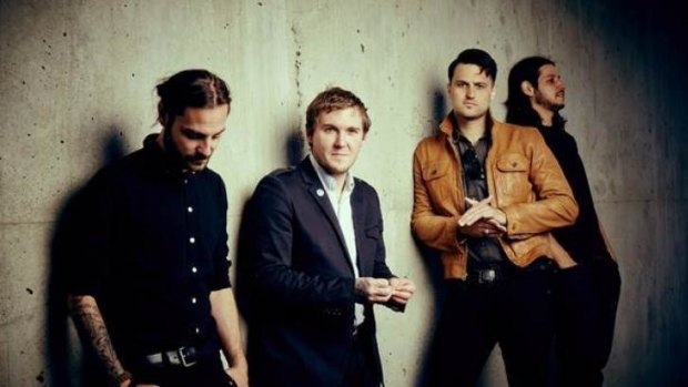 Ready to rock: Brian Fallon, second from left, and the band. 