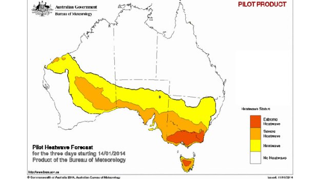 The bureau's new heatwave alert service points to hot conditions from Tuesday for south-eastern Australia.