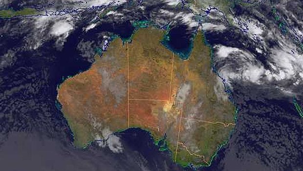 Satellite image of the low pressure system off the north Queensland coast.
