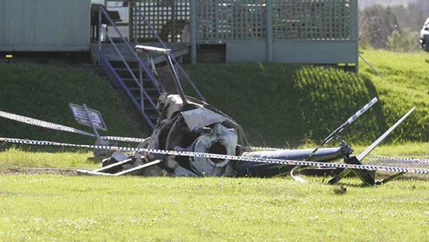 The wreckage following Saturday's helicopter crash at Jaspers Brush.