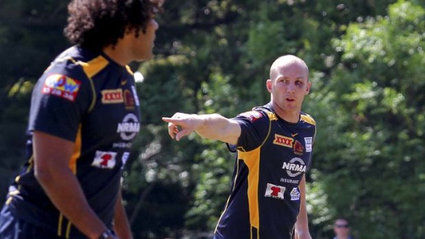 Bucking opinion ... Broncos captain Darren Lockyer appeared to train unhampered with his teammates yesterday despite surgery on Monday.