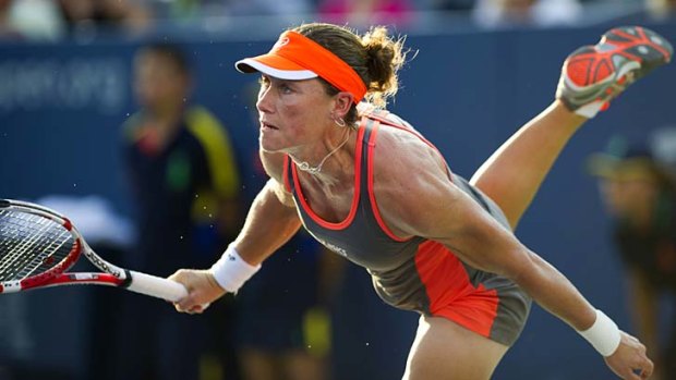 Winning streak &#8230; Stosur in action against British teenager Laura Robson in the fourth round.