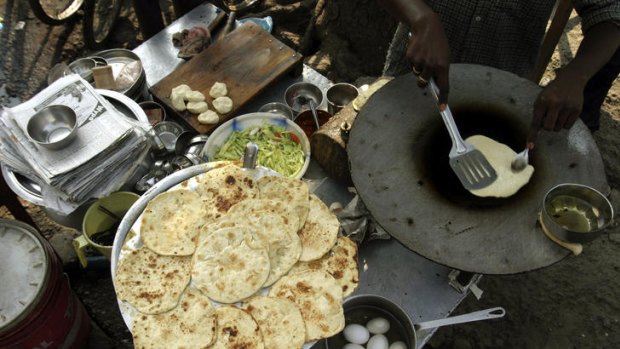 Paratha, a form of unleavened flat bread.