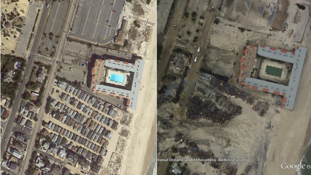 Brick Township, New Jersey, before and after Sandy.