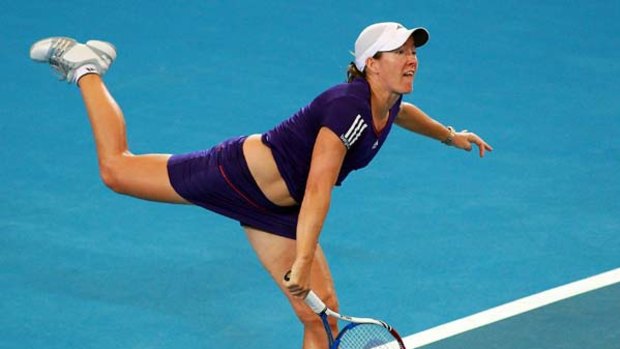 Former world No. 1 Justine Henin brushes aside her injury concerns to cruise to victory in Perth yesterday.