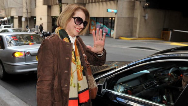 Disappointed: Gai Waterhouse exits Racing NSW headquarters after being fined $2000 on Tuesday.