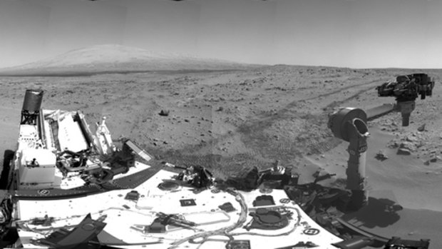 Curiosity at the site of its first scooping on October 5.