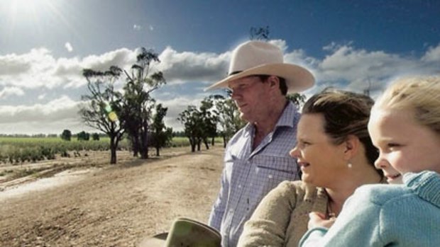 Craft-maker Kristy Sparrow and her family at their property between Longreach and Emerald, central Queensland.