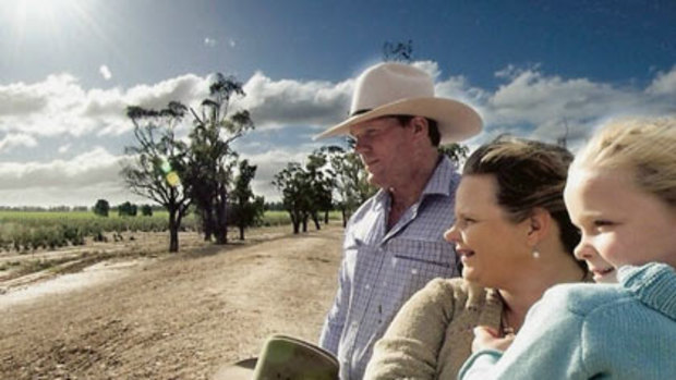 Craft-maker Kristy Sparrow and her family at their property between Longreach and Emerald, central Queensland.