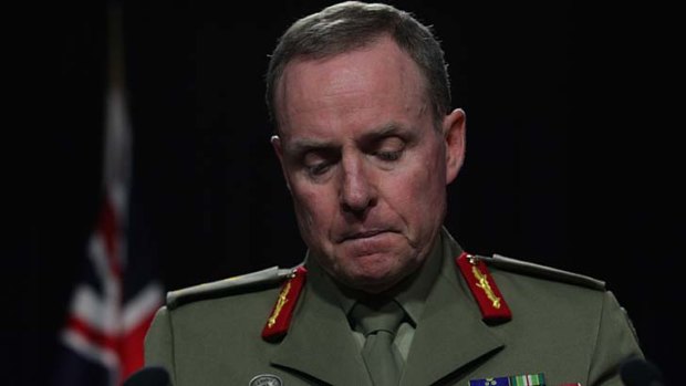 Chief of Army, Lieutenant General David Morrison speaks to the media during a press conference in Canberra.