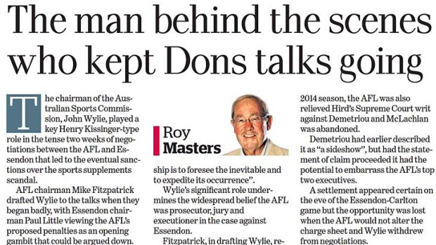 How Roy Masters broke the John Wylie story in <em>The Age</em>, September 3.
