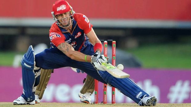 Marquee name ...  Kevin Pietersen playing for the Delhi Daredevils in the Champions League.