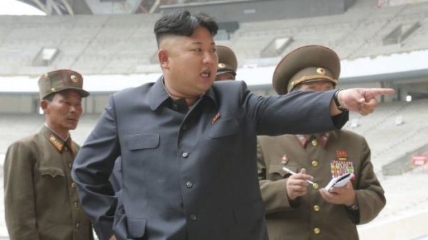 North Korean leader Kim Jong-un gives field guidance at the May Day Stadium in Pyongyang in a photo released last week. Julie Bishop said Mr Kim can "hardly claim legitimacy as a leader".