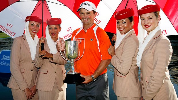 Greg Chalmers celebrates his 2011 PGA Championship win.