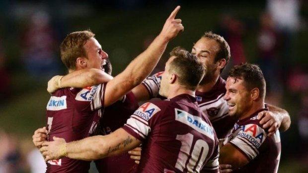 Cherry on top: Daly Cherry-Evans celebrates after kicking the winning field goal on Monday.