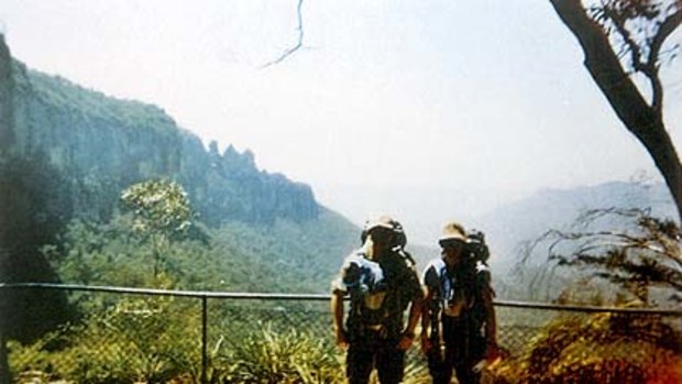 David Iredale with Phillip Chan and the Three Sisters at Katoomba in background.