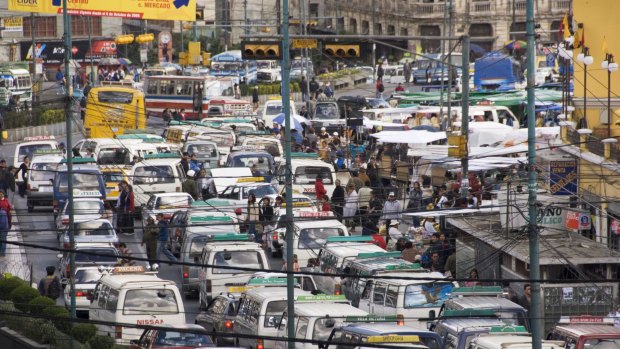 Central city traffic, La Paz.