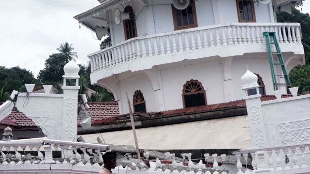Collapsed Kubah Trienggadeng mosque following this week's earthquake in Aceh province, Indonesia.