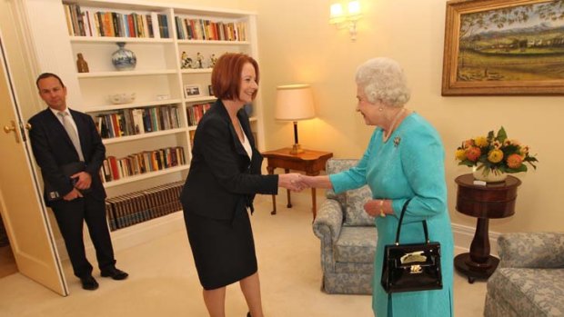 Receiving the Prime Minister at Government House.
