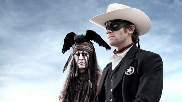 Johnny Depp as Tonto and Armie Hammer as John Reid in 2013's 