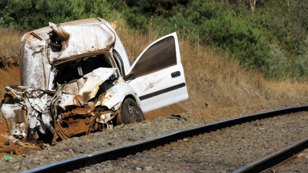 It is believed the driver was travelling north on Brown Street before his vehicle collided with the empty freight train at the crossing at Allansford Railway Station, near Warrnambool.